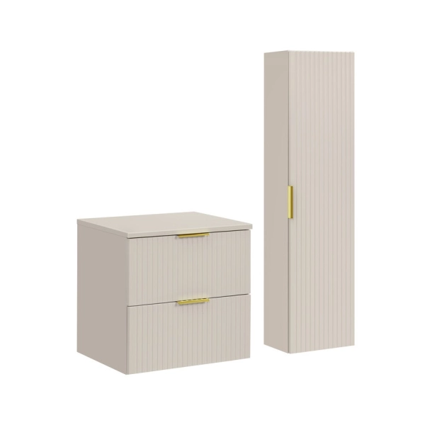 Zestaw Szafka łazienkowa 60 cm z blatem i szafką wysoką kaszmir Adel Cashmere SET-ADC B CASHMERE 60CM HIGH CABINET, Comad